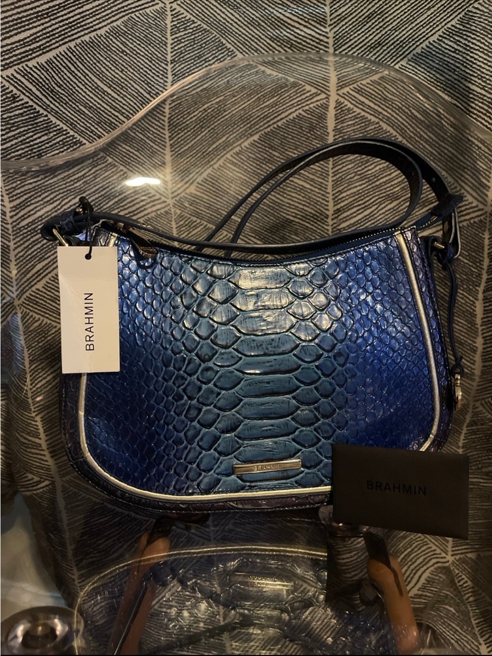 Brahmin Metallic Blue Ombre Embossed Crossbody - Picture 2 of 10